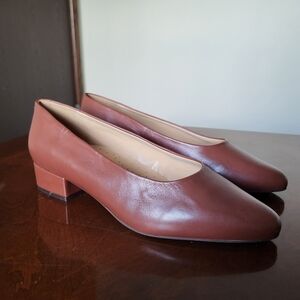 Trotters Jewel Pumps Women’s Brown Toffee Leather Shoes Pointed Toe Size 10 W